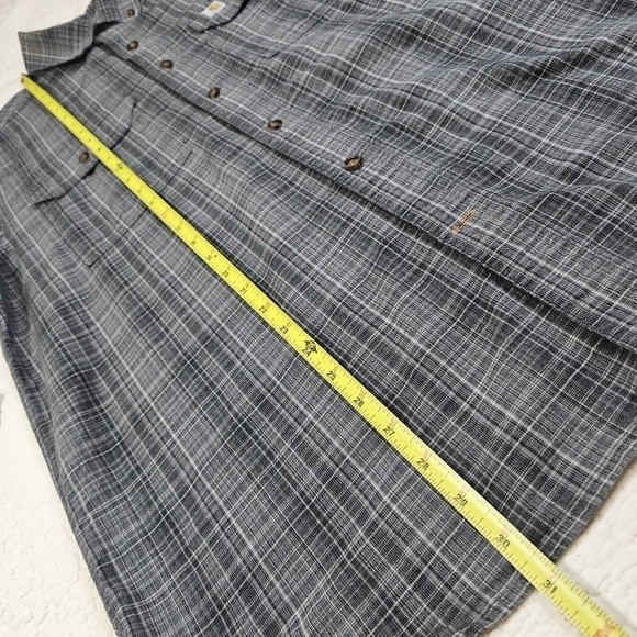 Carhartt Relaxed Fit Gray Plaid Long Sleeve Button Down Shirt - Picture 5 of 11